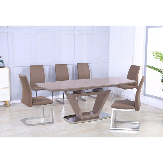 Azore Extending Dining Table High Gloss Cappuccino 1600W + (400) x 900D x 760H-Dining Tables-Heartlands Furniture-