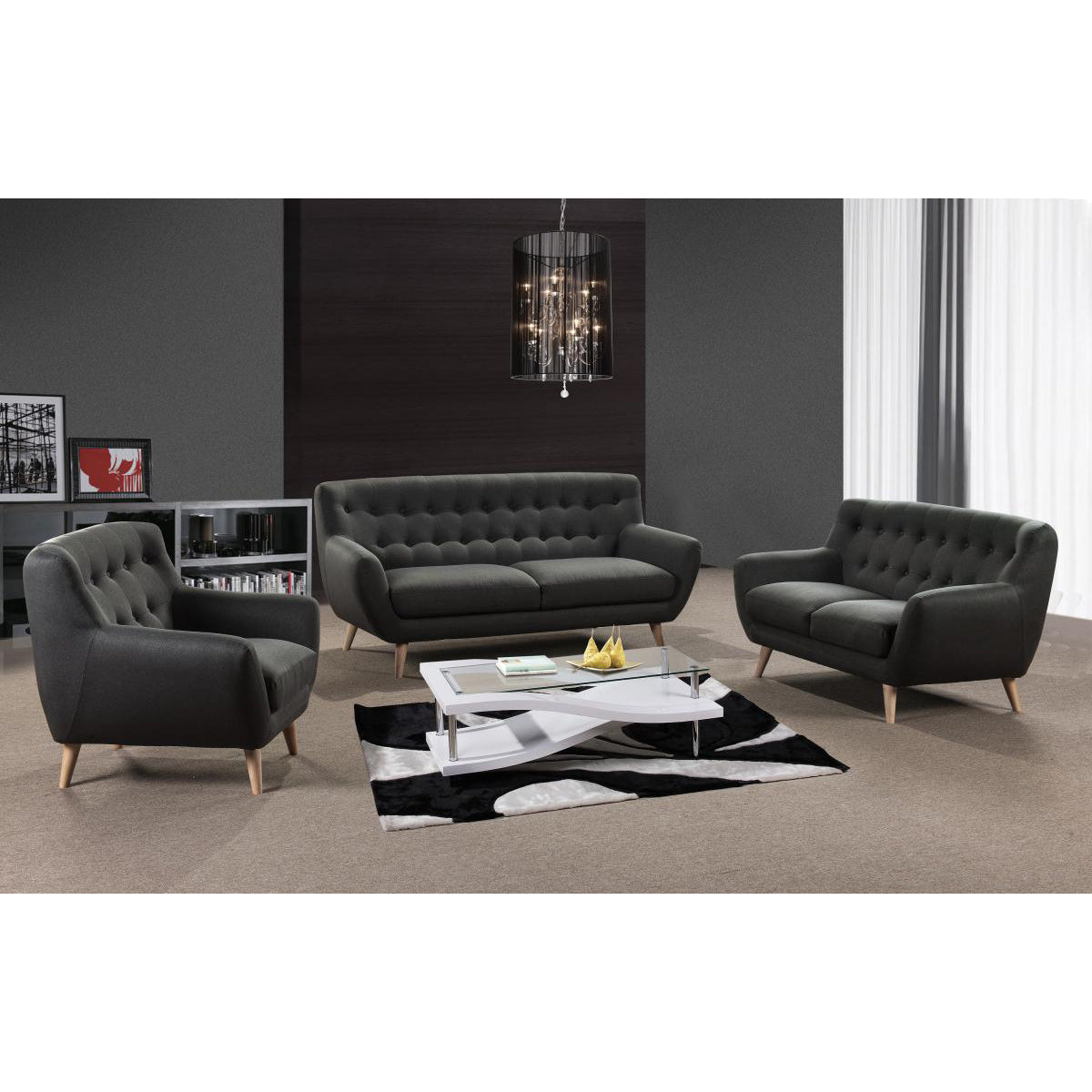 Rihanna Fabric 1 Seater Sofa Grey 930W x 840D x 870H-Sofa-Heartlands Furniture-