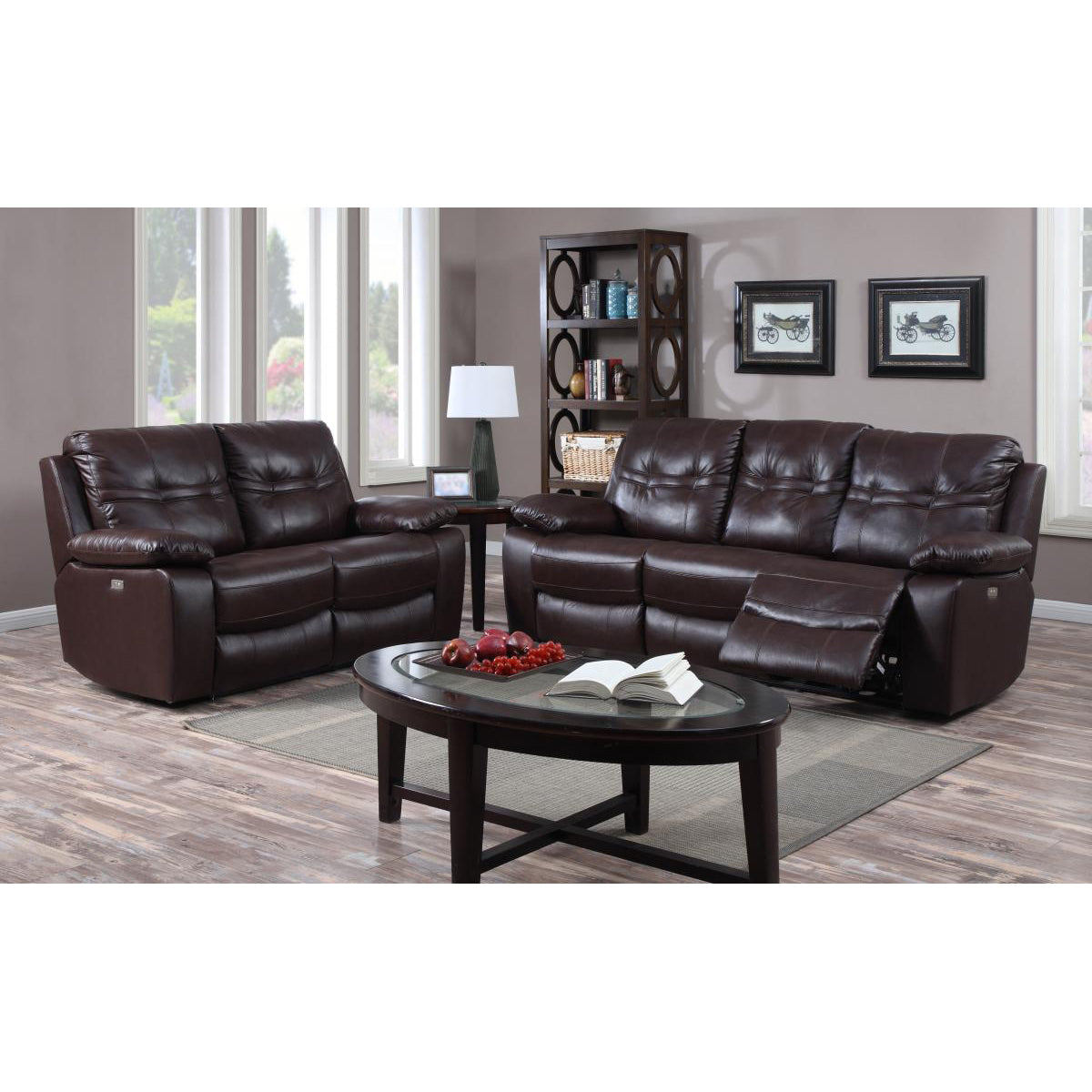 Rockport Power Recliner Leather & PU 2 Seater Dark Chocolate-Sofa-Heartlands Furniture-