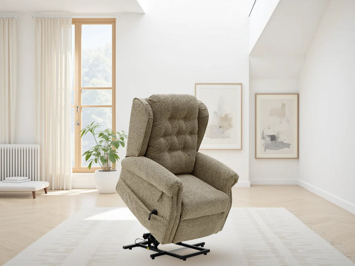Sienna Mink Rise & Recline Chair – Electric Recliner with German Motor, USB & USB-C
