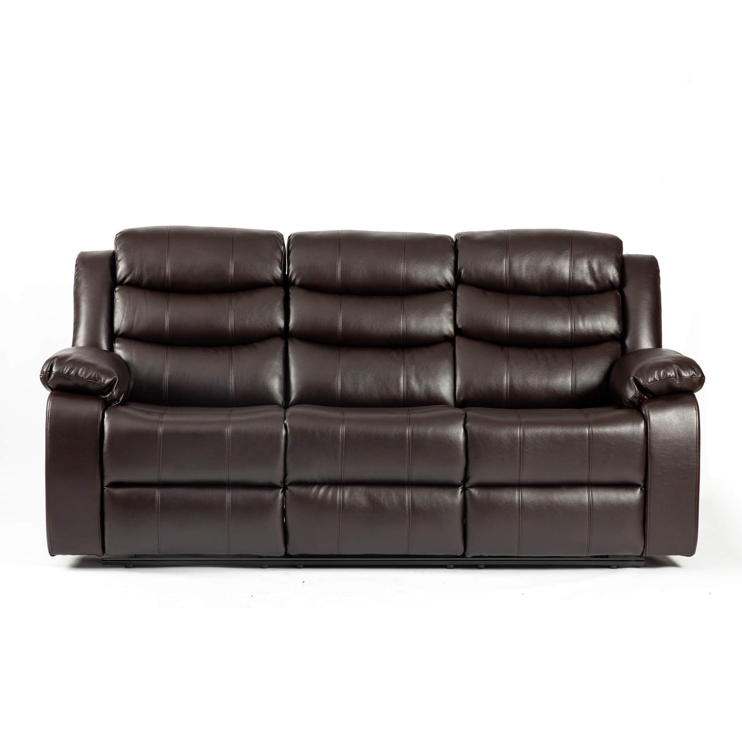 Turin Recliner Leather Aire 3 Seater Brown 2060W x 970D x 1020H-Sofa-Heartlands Furniture-