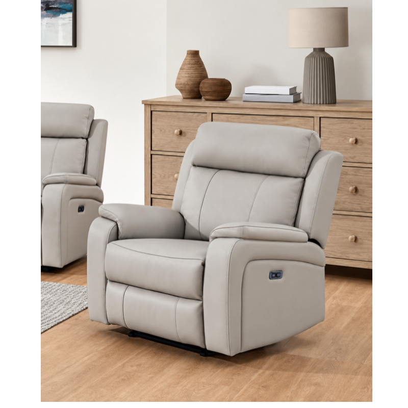 Banbury Light Grey Leather Armchair | Modern Leather Chair