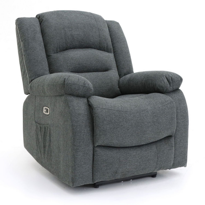 Alva Graphite Electric Recliner Armchair – Faux Leather with USB-C, Cup Holder & Storage Pocket