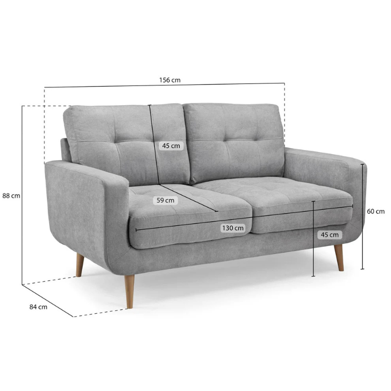 Aurora Grey 2 Seater Sofa – Tufted Design with Foam-Filled Cushions & Solid Wood Frame