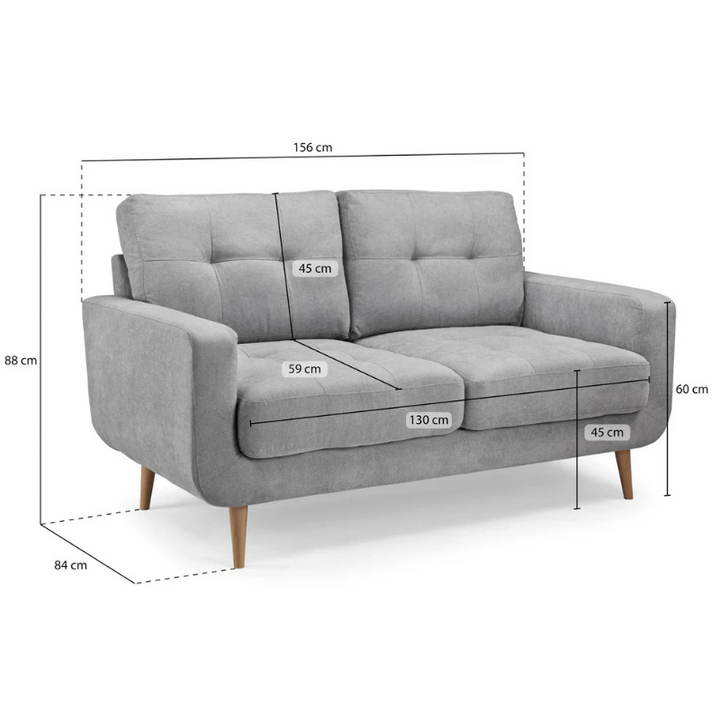 Aurora Grey 2 Seater Sofa – Tufted Design with Foam-Filled Cushions & Solid Wood Frame