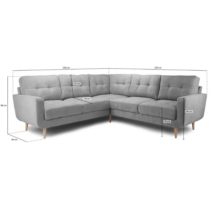 Aurora Grey Large Corner Sofa – Tufted Design with Foam-Filled Cushions & Solid Wood Frame