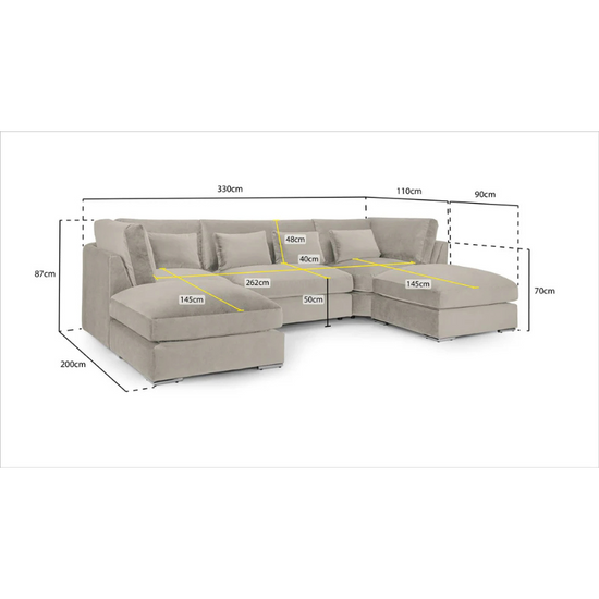 Belgravia U-Shape Corner Sofa in Beige – Large Family Sofa with Soft Upholstery