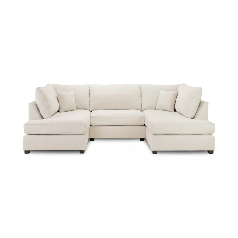 Carnaby Classic U-Shaped Corner Sofa in Beige – Large Sofa with Deep Cushions & Timeless Design