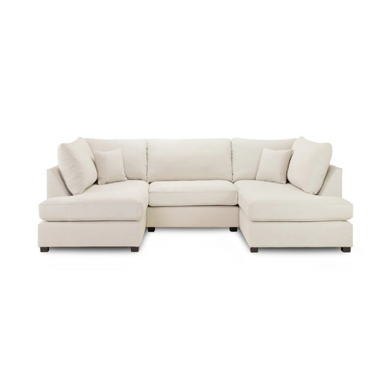 Carnaby Classic U-Shaped Corner Sofa in Beige – Large Sofa with Deep Cushions & Timeless Design