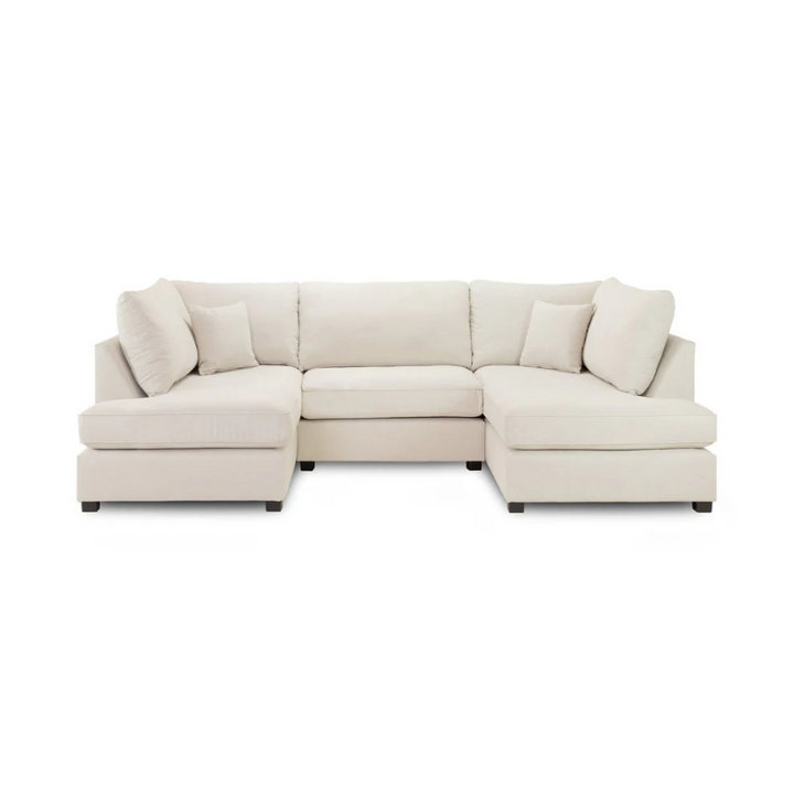 Carnaby Classic U-Shaped Corner Sofa in Beige – Large Sofa with Deep Cushions & Timeless Design