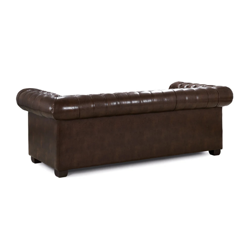 Chesterfield 3 Seater Sofa in Antique Brown – Button-Tufted Vintage Style Couch