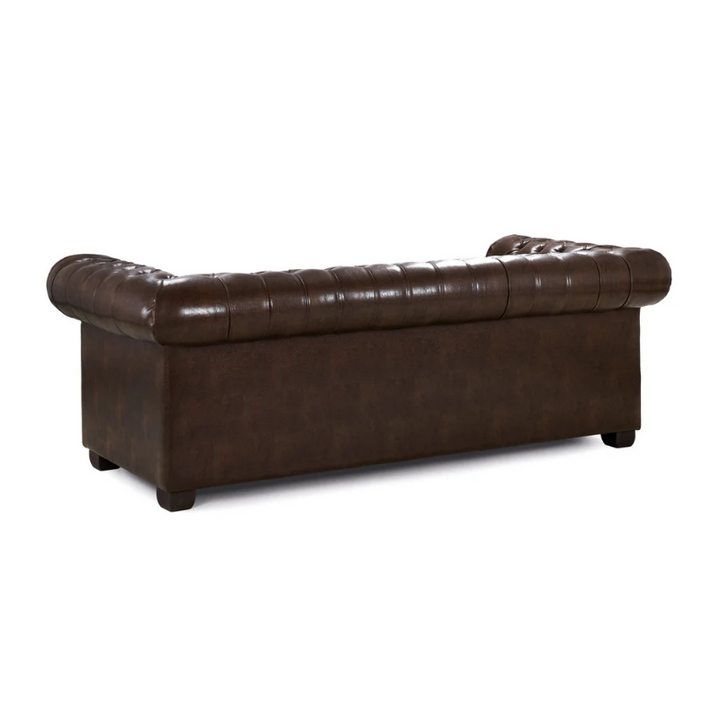 Chesterfield 3 Seater Sofa in Antique Brown – Button-Tufted Vintage Style Couch