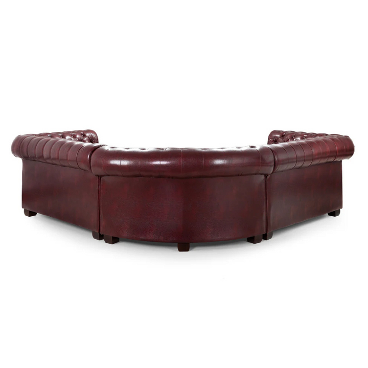 Chesterfield Oxblood Red Large Corner Sofa – Classic Deep Buttoned Sectional for Elegant Living Rooms