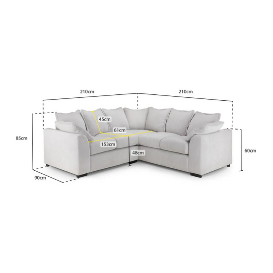 Colbee Large Grey Corner Sofa – Modern L-Shaped Fabric Sectional for Family Living Rooms