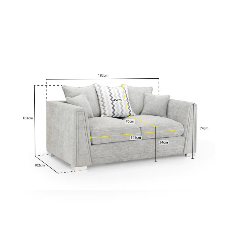 Cony Grey Fabric 2 Seater Sofa – Compact Modern Sofa for Small Living Rooms
