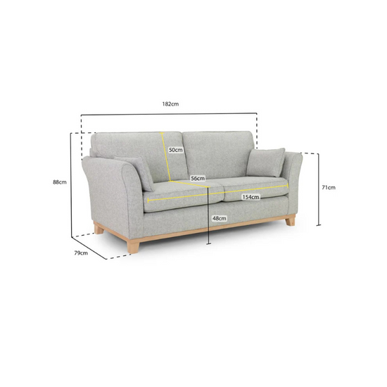 Delta Grey Fabric 3 Seater Sofa – Modern Minimalist Couch for Living Room