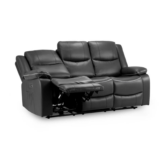 Harald Black 3 Seater Electric Recliner Sofa – Leather-Effect Power Reclining Couch