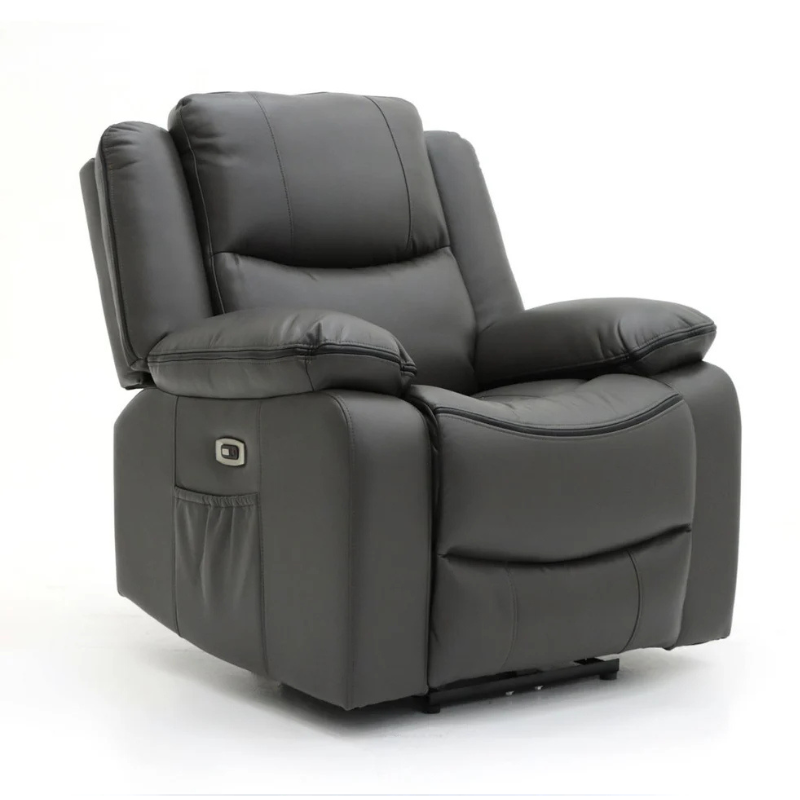Harald Black Electric Recliner Armchair – Power Reclining Leather-Effect Chair