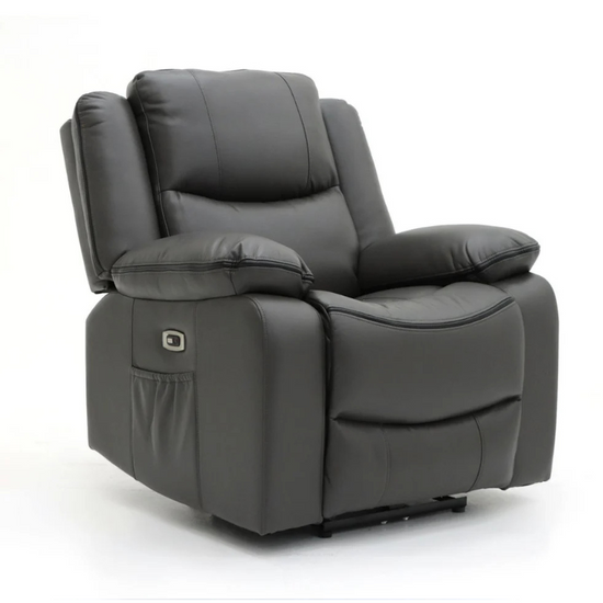 Harald Black Electric Recliner Armchair – Power Reclining Leather-Effect Chair