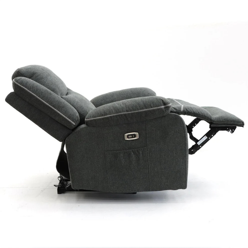 Harald Grey Electric Recliner Armchair – Soft Fabric 1 Seater with Power Recline