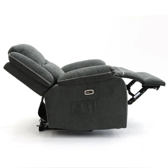 Harald Grey Electric Recliner Armchair – Soft Fabric 1 Seater with Power Recline