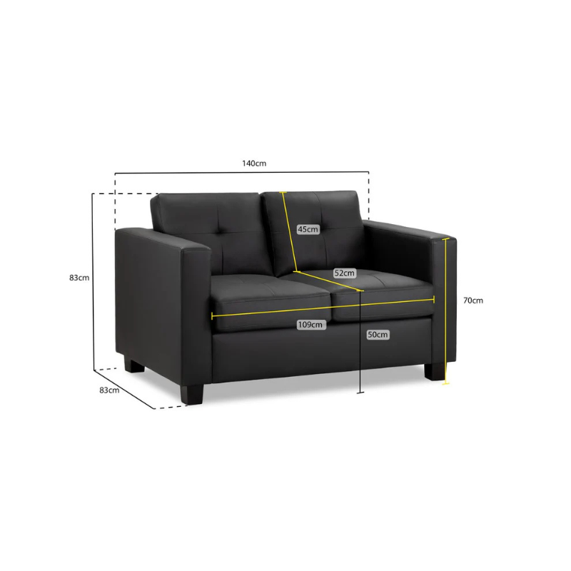 Jerry Sofa Black 2 Seater – Modern Style & Everyday Comfort