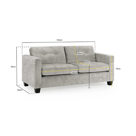 Jerry Sofa Grey Fabric 3 Seater – Modern Style & Everyday Comfort