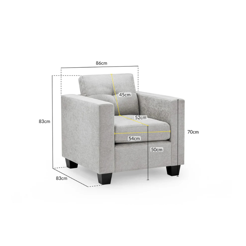 Jerry Sofa Grey Fabric Armchair – Modern Style & Everyday Comfort