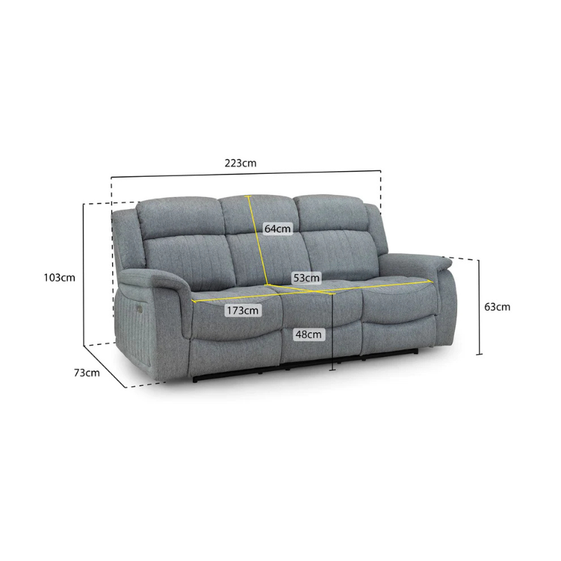 Linden Recliner Sofa Grey 3 Seater – Ultimate Comfort & Stylish Design