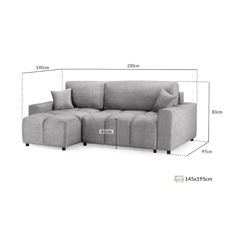 Luki Sofabed Grey Universal Corner – Stylish & Functional Corner Sofa Bed