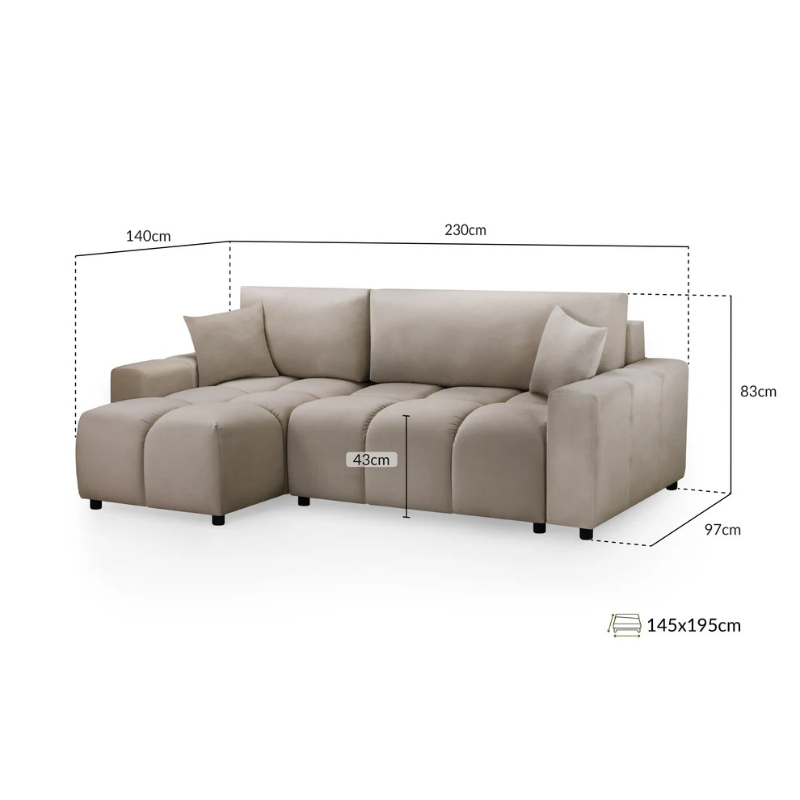 Luki Sofabed Mocha Universal Corner – Stylish & Practical Corner Sofa Bed