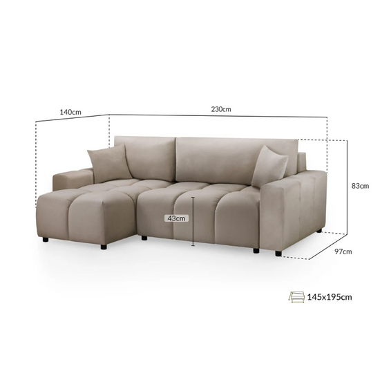Luki Sofabed Mocha Universal Corner – Stylish & Practical Corner Sofa Bed