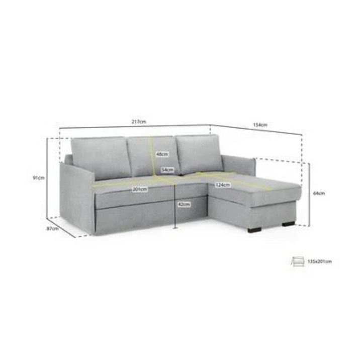 Miel Sofabed Grey Universal Corner – Modern & Versatile Corner Sofa Bed