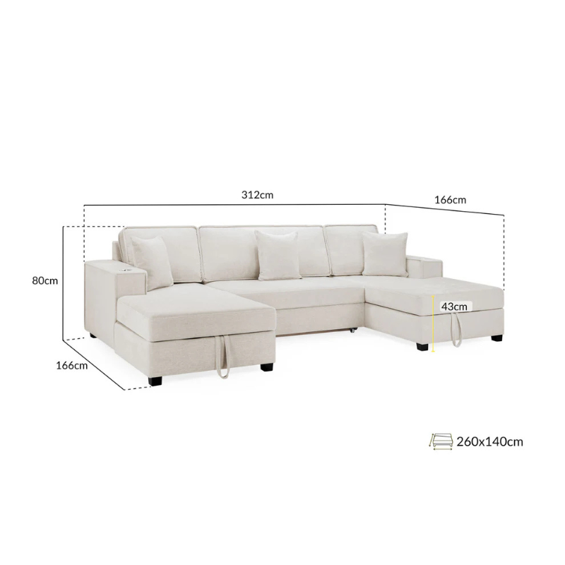 Milan Sofabed Beige Universal Corner – Stylish & Functional Corner Sofa Bed