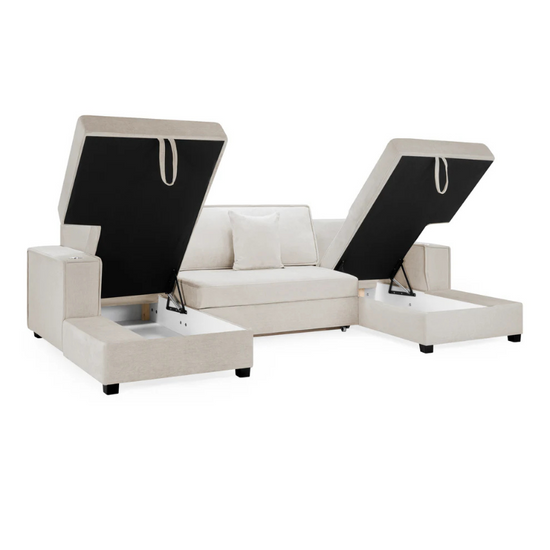 Milan Sofabed Beige Universal Corner – Stylish & Functional Corner Sofa Bed