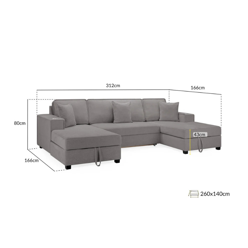 Milan Sofabed Grey Universal Corner – Modern, Comfortable & Versatile