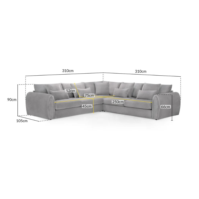 Mirabel Sofa Grey Large Corner – Spacious, Modern & Luxuriously Comfortable