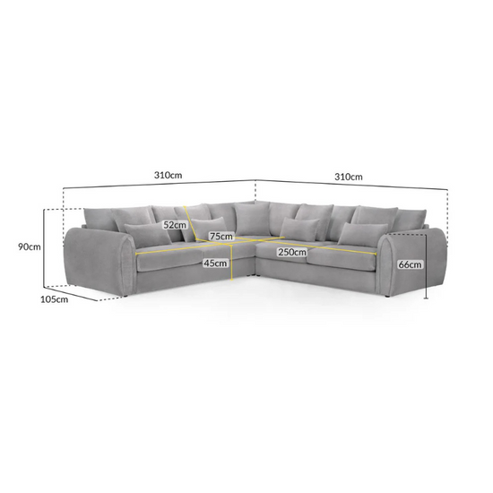 Mirabel Sofa Grey Large Corner – Spacious, Modern & Luxuriously Comfortable