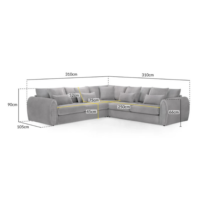 Mirabel Sofa Grey Large Corner – Spacious, Modern & Luxuriously Comfortable
