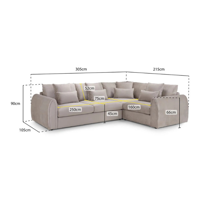 Mirabel Sofa Grey Right Hand Facing Corner – Modern, Spacious & Comfortable