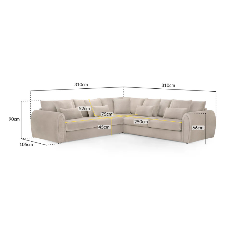 Mirabel Sofa Mocha Large Corner – Spacious, Warm & Contemporary