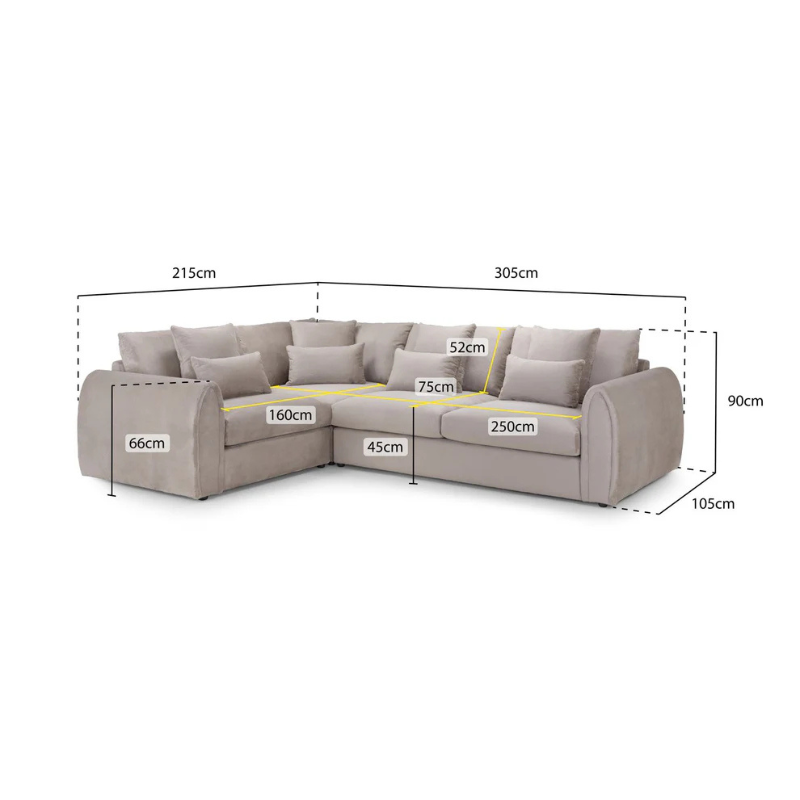 Mirabel Sofa Mocha Left Hand Facing Corner – Warm, Spacious & Contemporary