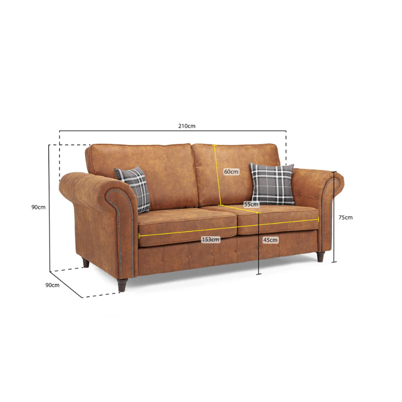 Oakland Sofa Charcoal 3 Seater – Timeless Style and Lasting Comfort