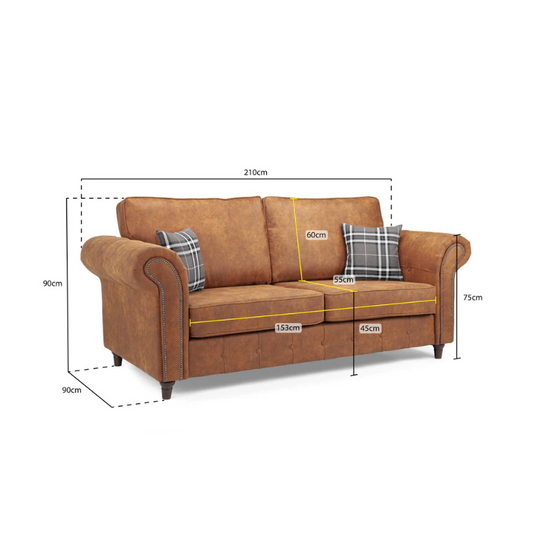 Oakland Sofa Charcoal 3 Seater – Timeless Style and Lasting Comfort