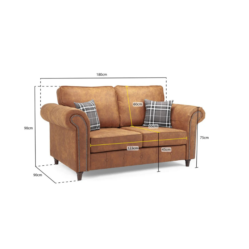 Oakland Sofa Tan 2 Seater – Classic Style with Lasting Comfort