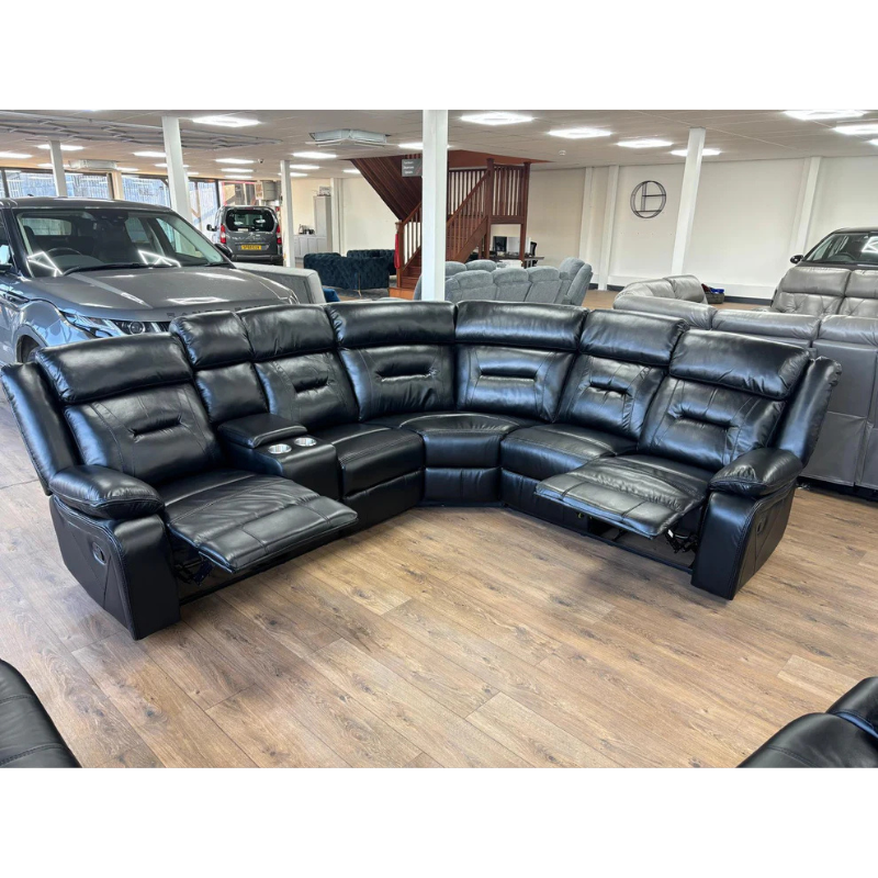 Poppy Recliner Sofa Black Large Corner – Spacious Comfort with Modern Style