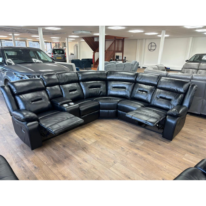 Poppy Recliner Sofa Black Large Corner – Spacious Comfort with Modern Style