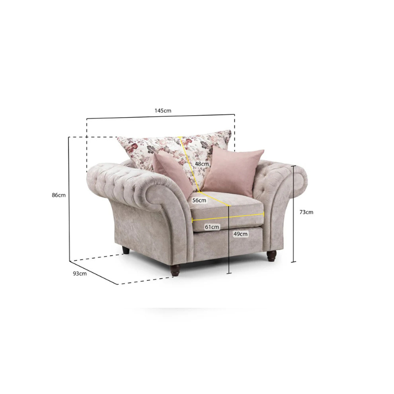 Roma Chesterfield Sofa Beige Armchair – Timeless Elegance for Any Space