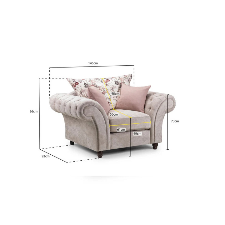 Roma Chesterfield Sofa Beige Armchair – Timeless Elegance for Any Space