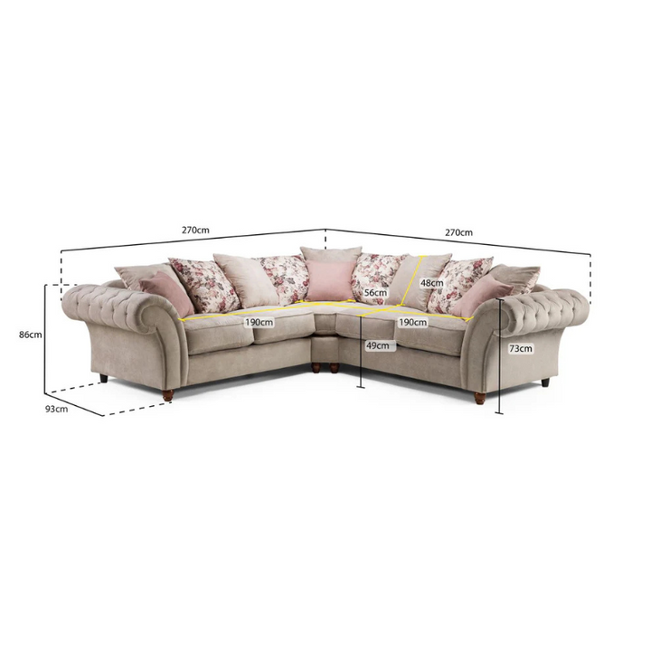 Roma Chesterfield Sofa Beige Large Corner – Timeless Chesterfield Luxury for Spacious Living